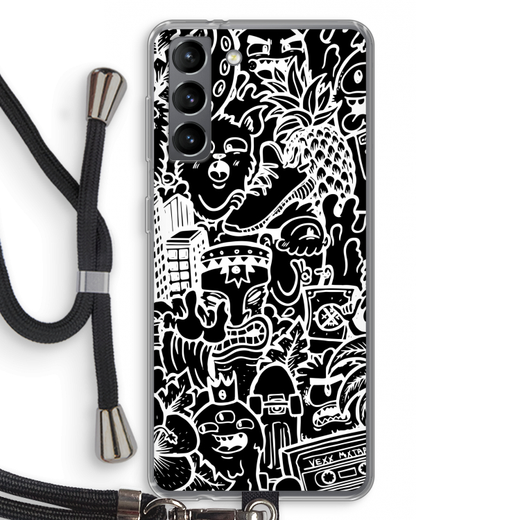 Vexx Black Mixtape: Samsung Galaxy S21 Transparant Hoesje met koord