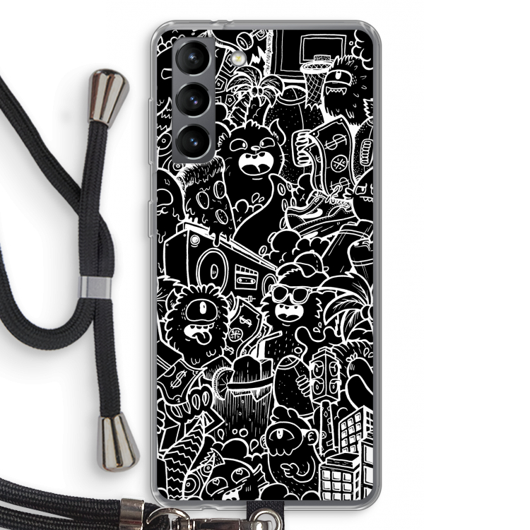 Vexx Black City : Samsung Galaxy S21 Transparant Hoesje met koord