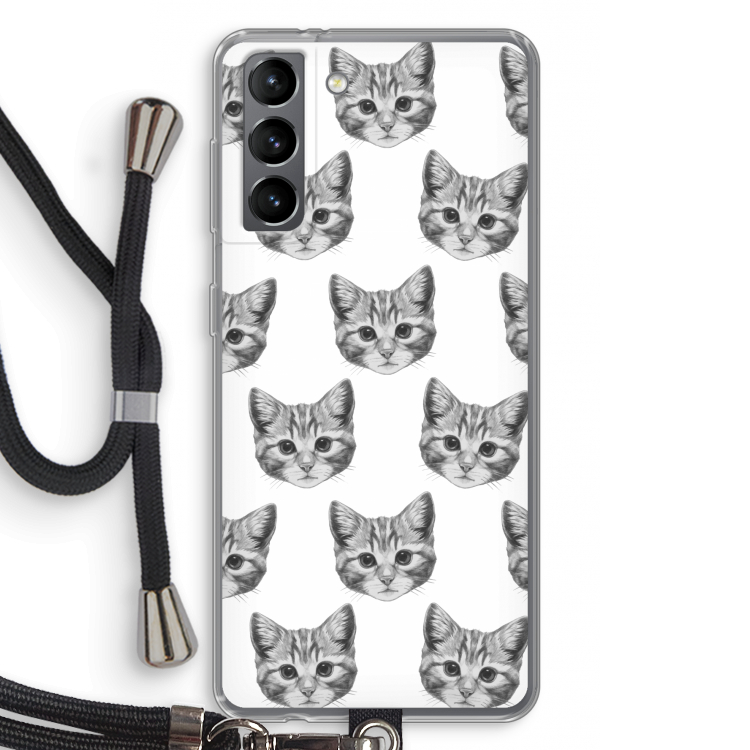 Kitten: Samsung Galaxy S21 Transparant Hoesje met koord