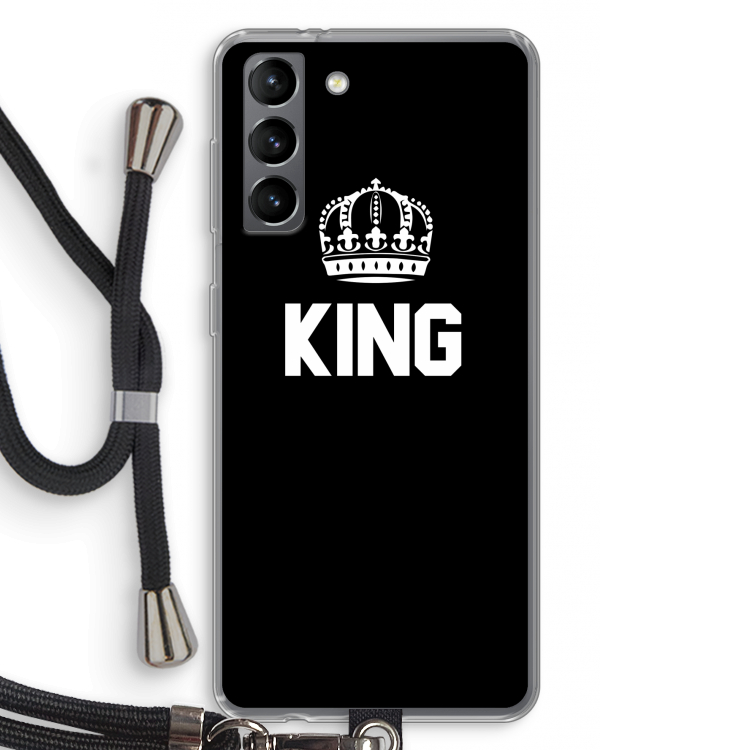 King zwart: Samsung Galaxy S21 Transparant Hoesje met koord