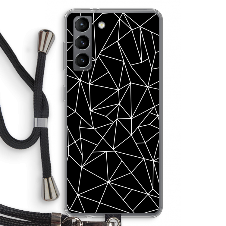 Geometrische lijnen wit: Samsung Galaxy S21 Transparant Hoesje met koord
