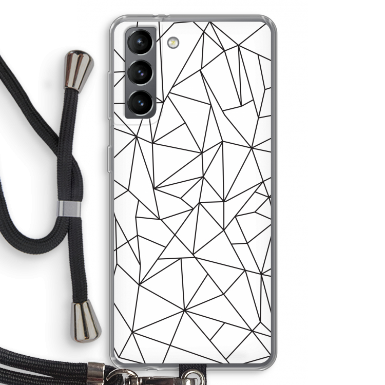 Geometrische lijnen zwart: Samsung Galaxy S21 Transparant Hoesje met koord