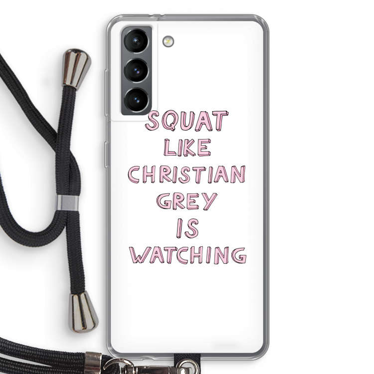 Christian Grey: Samsung Galaxy S21 Transparant Hoesje met koord