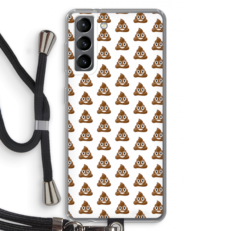 Poop emoji: Samsung Galaxy S21 Transparant Hoesje met koord