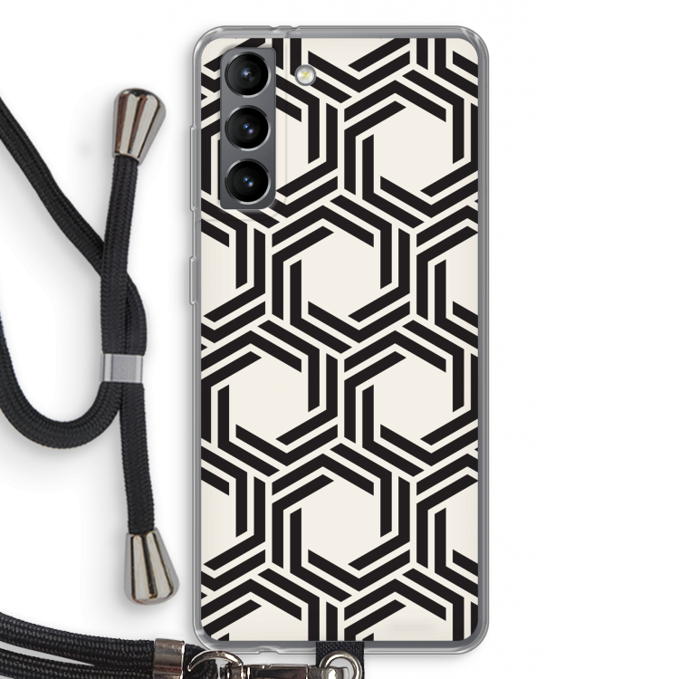Geometrisch patroon: Samsung Galaxy S21 Transparant Hoesje met koord