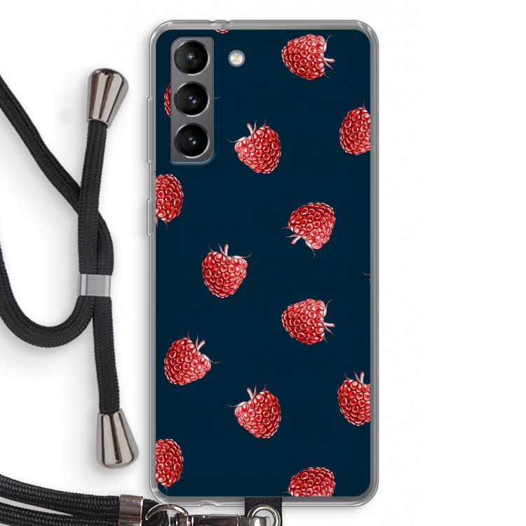 Framboosjes: Samsung Galaxy S21 Transparant Hoesje met koord
