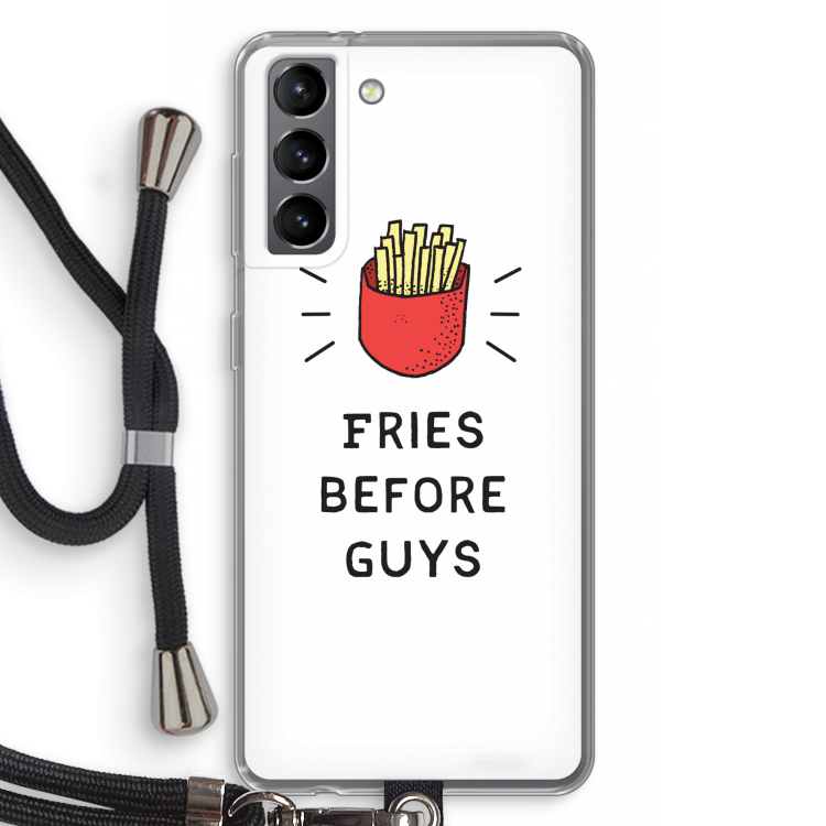 Fries before guys: Samsung Galaxy S21 Transparant Hoesje met koord