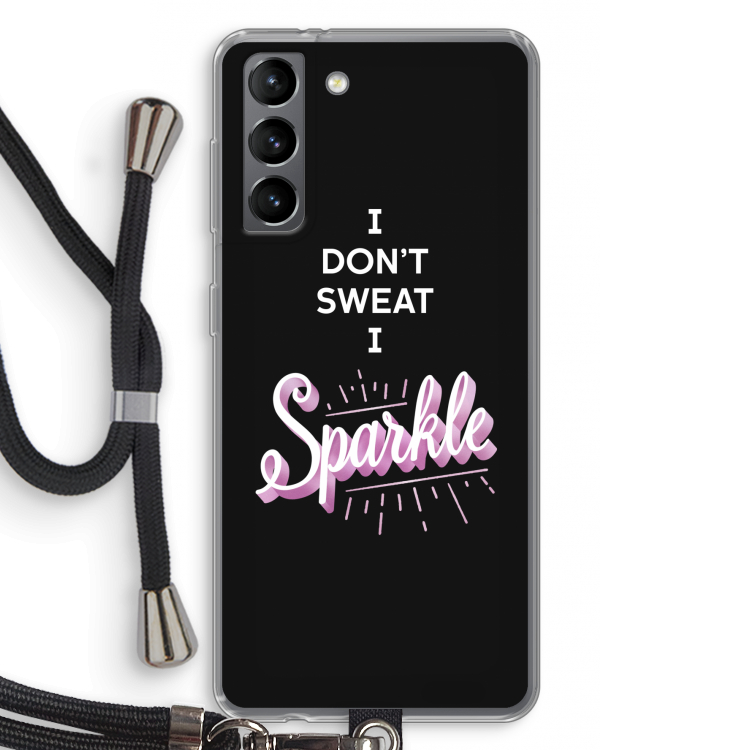 Sparkle quote: Samsung Galaxy S21 Transparant Hoesje met koord