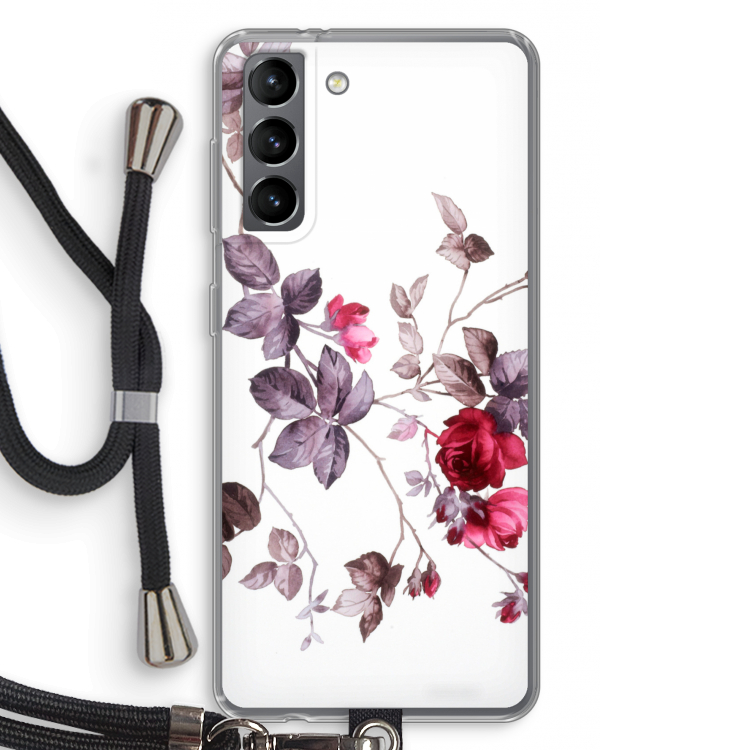 Mooie bloemen: Samsung Galaxy S21 Transparant Hoesje met koord