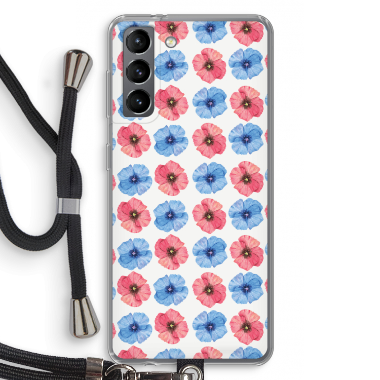 Klaproosjes: Samsung Galaxy S21 Transparant Hoesje met koord