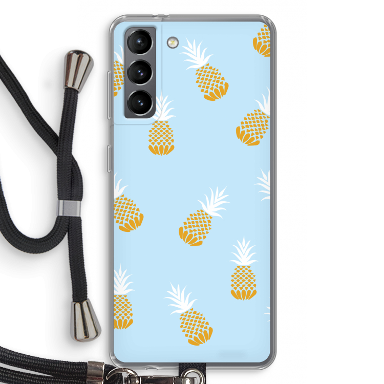 Ananasjes: Samsung Galaxy S21 Transparant Hoesje met koord