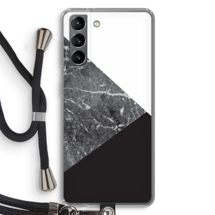 Combinatie marmer: Samsung Galaxy S21 Transparant Hoesje met koord