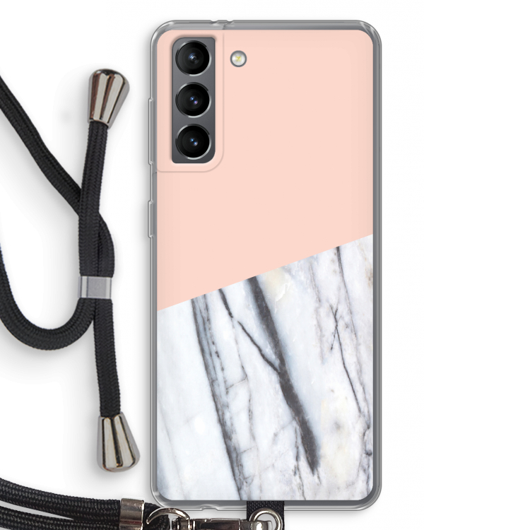 A touch of peach: Samsung Galaxy S21 Transparant Hoesje met koord