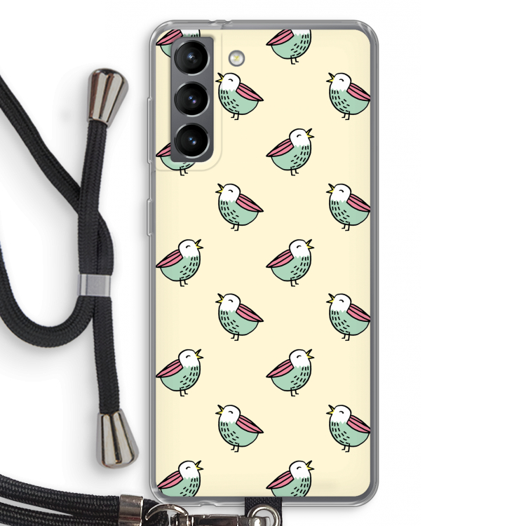 Vogeltjes: Samsung Galaxy S21 Transparant Hoesje met koord