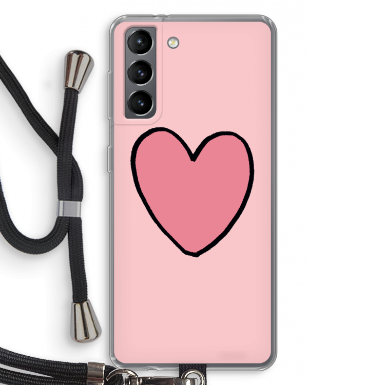 Hartje: Samsung Galaxy S21 Transparant Hoesje met koord