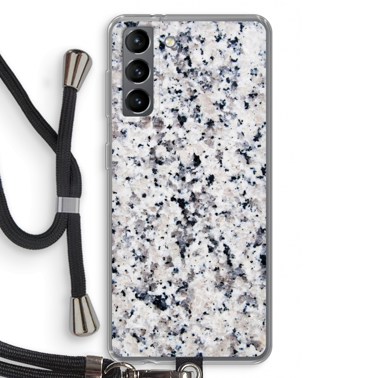 Gespikkelde marmer: Samsung Galaxy S21 Transparant Hoesje met koord