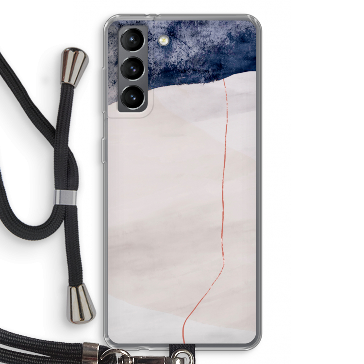 Stone White: Samsung Galaxy S21 Transparant Hoesje met koord