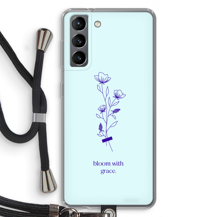 Bloom with grace: Samsung Galaxy S21 Transparant Hoesje met koord