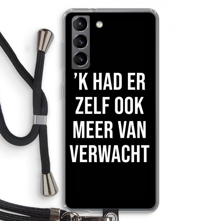 Meer verwacht - Zwart: Samsung Galaxy S21 Transparant Hoesje met koord