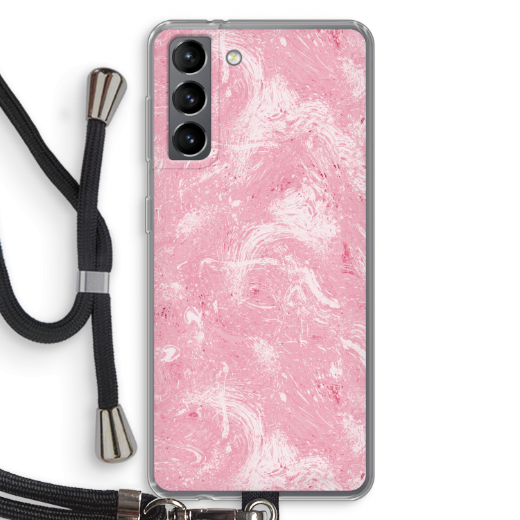 Abstract Painting Pink: Samsung Galaxy S21 Transparant Hoesje met koord