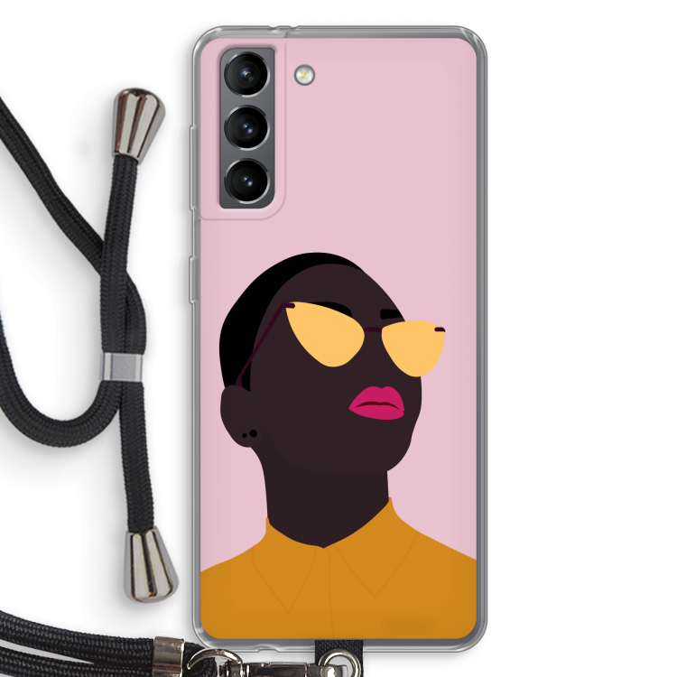 Yellow glasses: Samsung Galaxy S21 Transparant Hoesje met koord