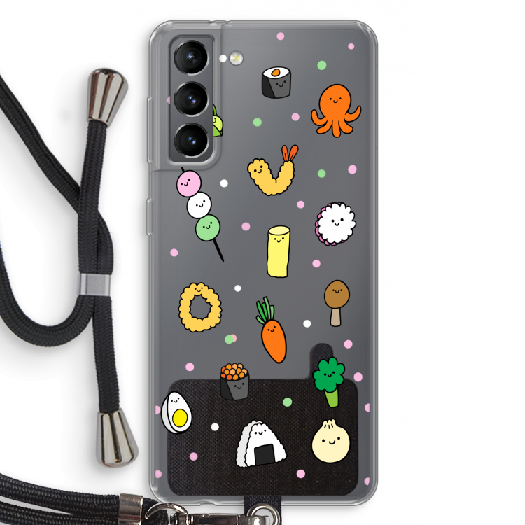 Happy bento friends: Samsung Galaxy S21 Transparant Hoesje met koord
