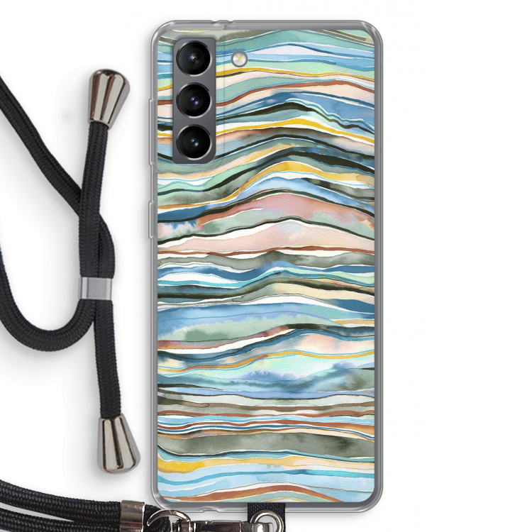 Watercolor Agate: Samsung Galaxy S21 Transparant Hoesje met koord