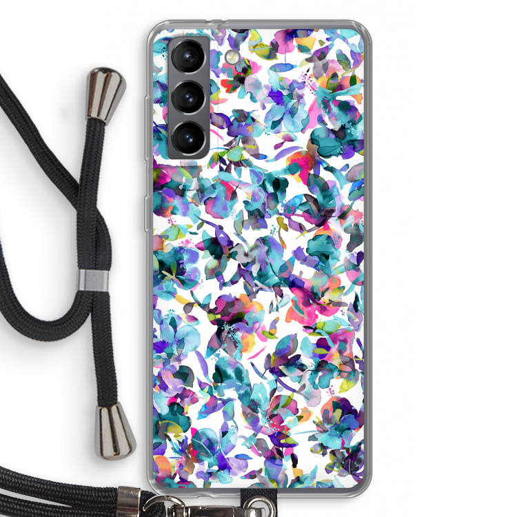 Hibiscus Flowers: Samsung Galaxy S21 Transparant Hoesje met koord