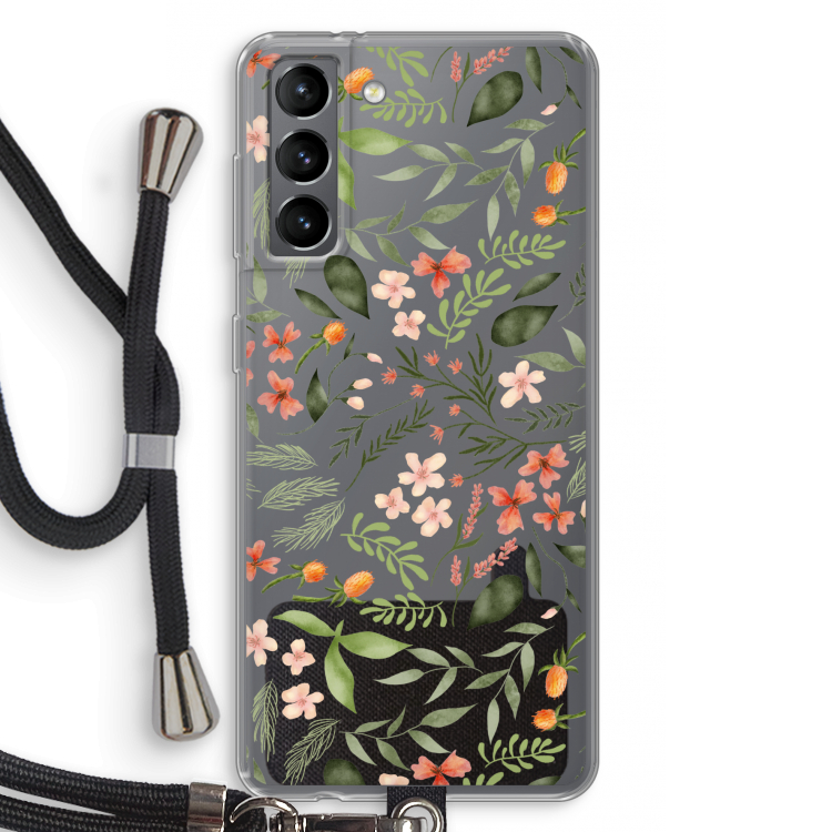 Sweet little flowers: Samsung Galaxy S21 Transparant Hoesje met koord