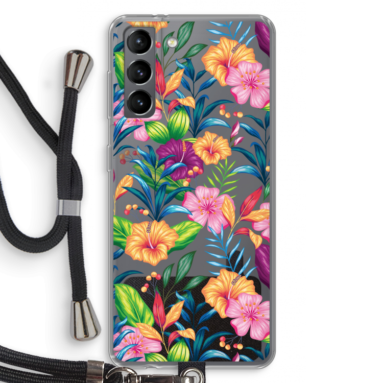 Tropisch 2: Samsung Galaxy S21 Transparant Hoesje met koord