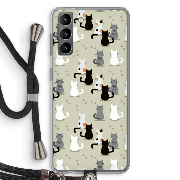 Katten: Samsung Galaxy S21 Transparant Hoesje met koord