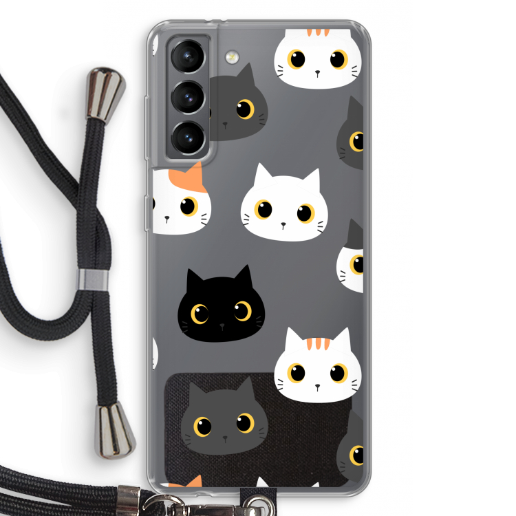 Katten: Samsung Galaxy S21 Transparant Hoesje met koord