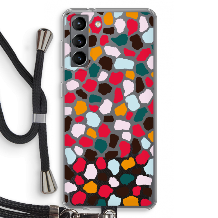 Colored Giraffe: Samsung Galaxy S21 Transparant Hoesje met koord