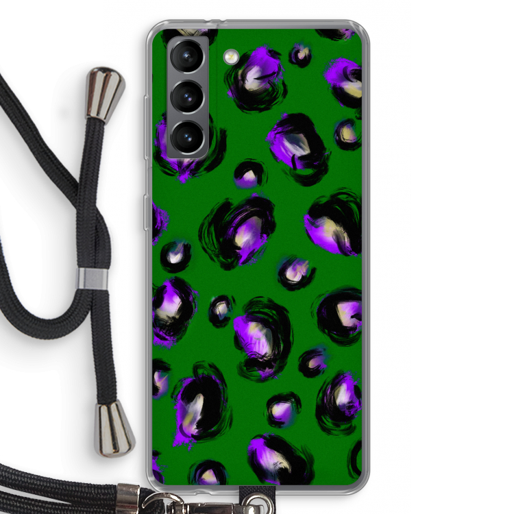 Green Cheetah: Samsung Galaxy S21 Transparant Hoesje met koord
