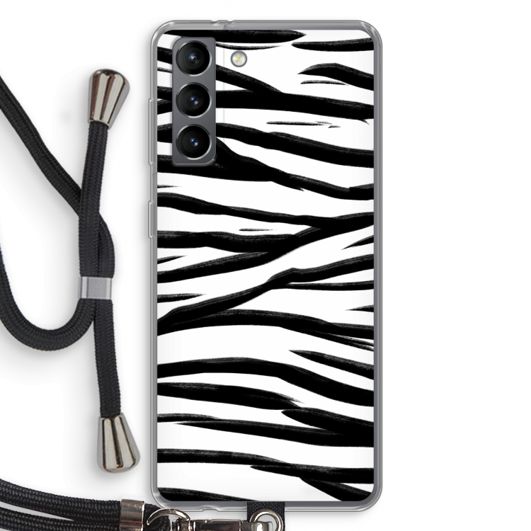 Zebra pattern: Samsung Galaxy S21 Transparant Hoesje met koord