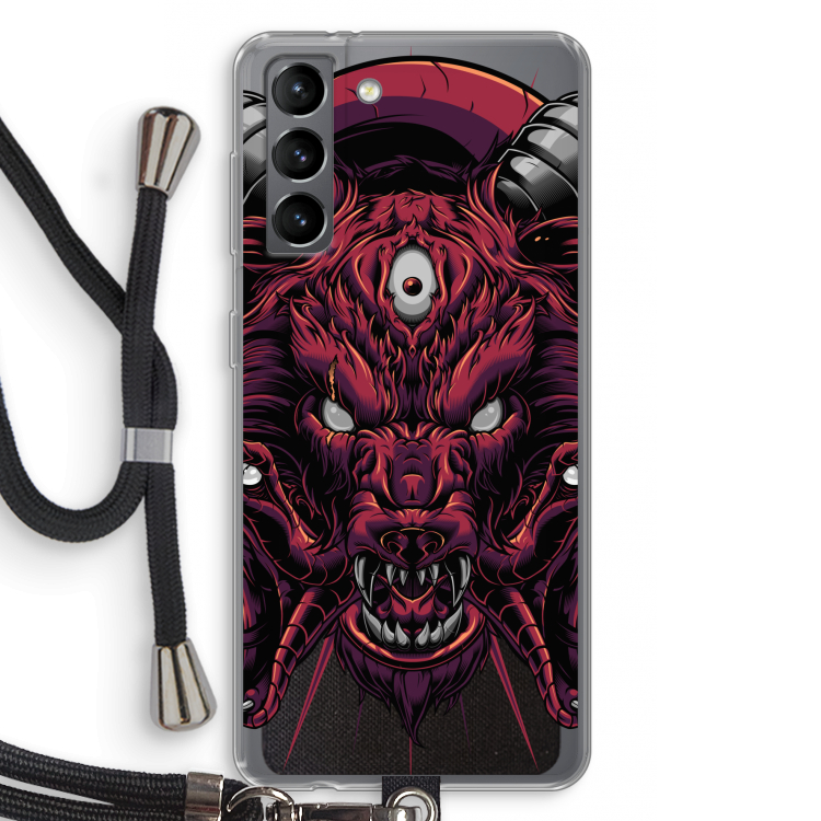 Hell Hound and Serpents: Samsung Galaxy S21 Transparant Hoesje met koord