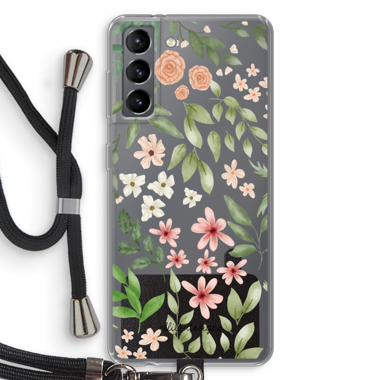 Botanical sweet flower heaven: Samsung Galaxy S21 Transparant Hoesje met koord