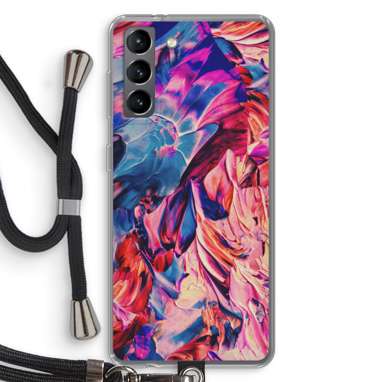 Pink Orchard: Samsung Galaxy S21 Transparant Hoesje met koord