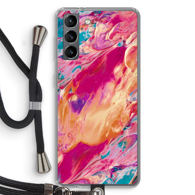 Pastel Echoes: Samsung Galaxy S21 Transparant Hoesje met koord