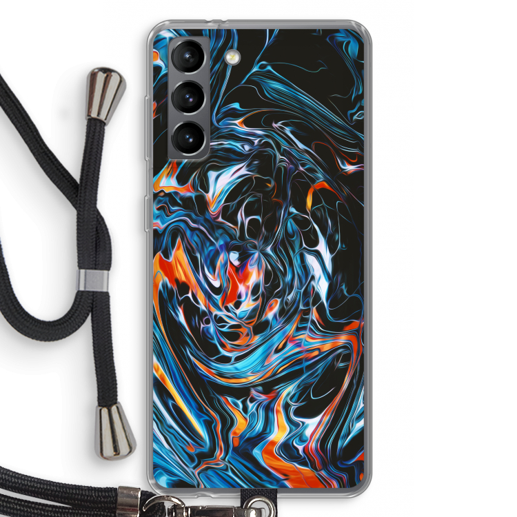 Black Unicorn: Samsung Galaxy S21 Transparant Hoesje met koord