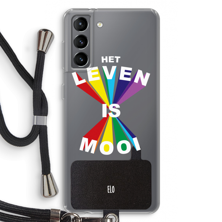 Het Leven Is Mooi: Samsung Galaxy S21 Transparant Hoesje met koord