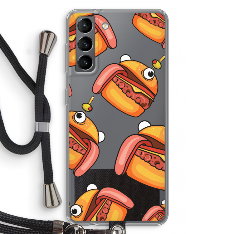 Hamburger: Samsung Galaxy S21 Transparant Hoesje met koord
