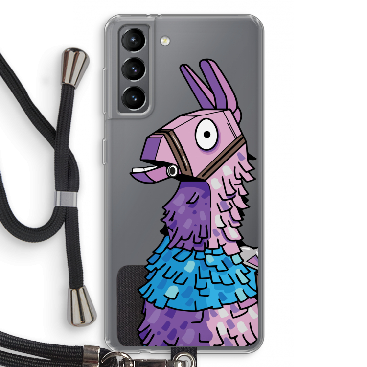 Lama: Samsung Galaxy S21 Transparant Hoesje met koord
