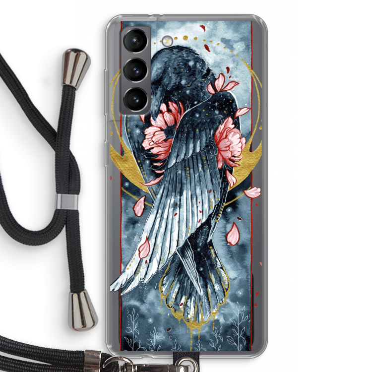 Golden Raven: Samsung Galaxy S21 Transparant Hoesje met koord