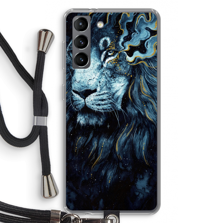 Darkness Lion: Samsung Galaxy S21 Transparant Hoesje met koord