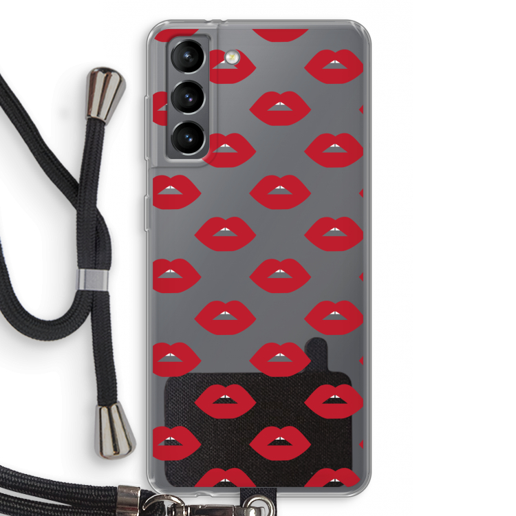 Lips: Samsung Galaxy S21 Transparant Hoesje met koord