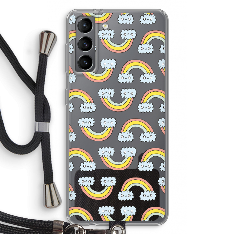Regenboog: Samsung Galaxy S21 Transparant Hoesje met koord