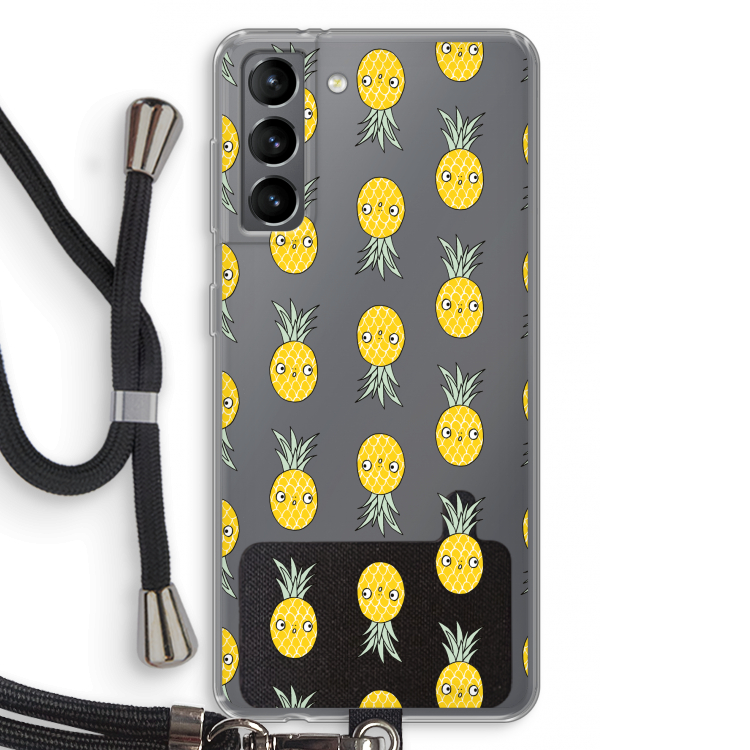Ananas: Samsung Galaxy S21 Transparant Hoesje met koord