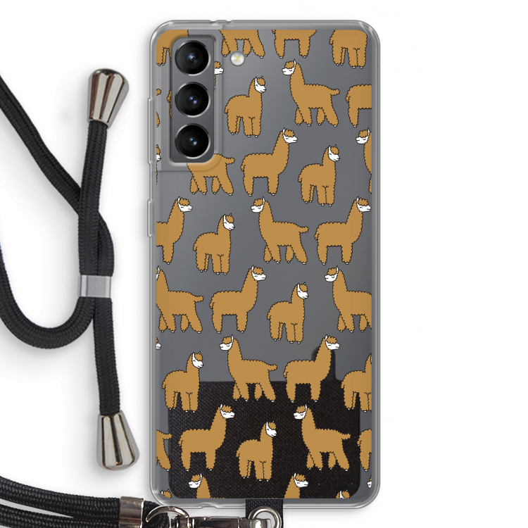 Alpacas: Samsung Galaxy S21 Transparant Hoesje met koord