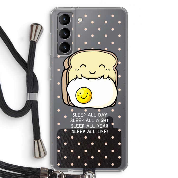 Sleep All Day: Samsung Galaxy S21 Transparant Hoesje met koord